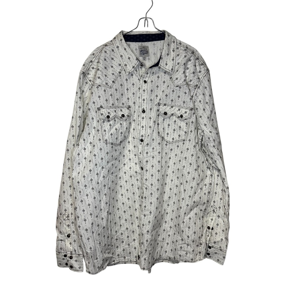 Moon Shine Spirit Men Shirt Pearl Snap Western Long Sleeve Print White Black XXL